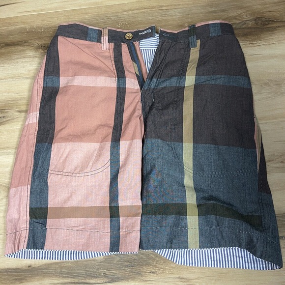 Washed Stoned & Beaten Shorts Mens 30 Seersucker Reversible Plaid - Picture 8 of 8